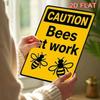 Retro Bee Warning Sign, Rustic Iron Wall Decor, 8x12 Inch Metal Poster