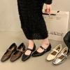 2025 Spring New Women Mary Jane Shoes Fashion Square Toe Shallow Ladies Middle Heeled Leather Shoes Elegant Women's Dress Shoes