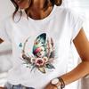 (Asian Size)  Tee Top Butterfly Cute Trend Short Sleeve T Shirt Women Clothing Casual Fashion Print Lady Female Graphic T-shirts