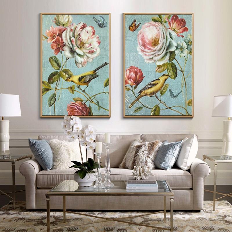 Amerika Blume Vogel Retro Farbe Poster Drucken Kunst Leinwand Malerei Bild Gang Hause Wand Kunst Graffiti Schlafzimmer Moderne Dekor