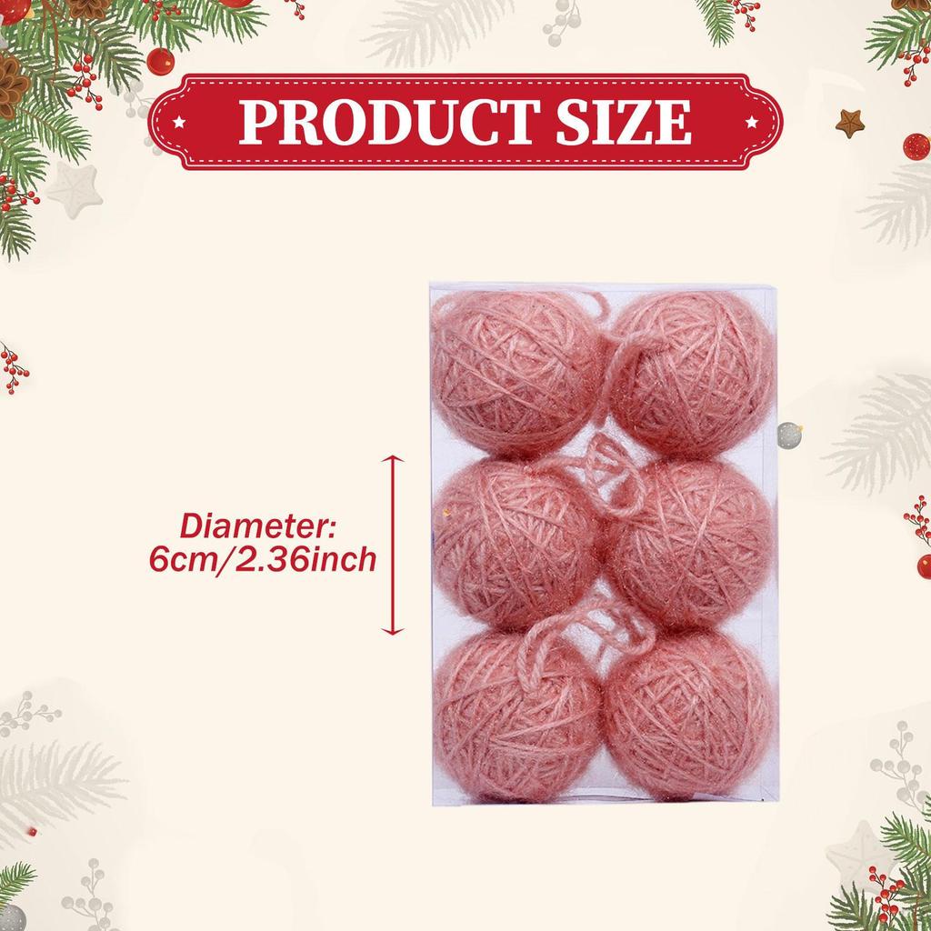 6 Stück Weihnachtskugel-Ornamente Baumhängekugeln mit Schnur Weihnachtsdekoration