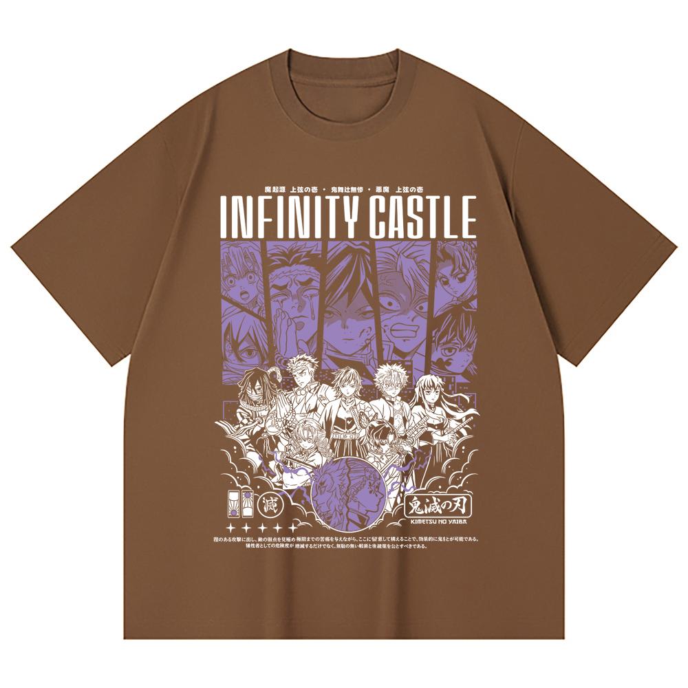 230 Gsm 100% Cotton Demon Slayer V90 Infinity Castle Print Unisex Heavy Cotton T Shirt