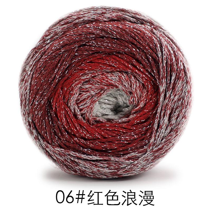 200g Hilo para Tarta Degradado Galaxia con Purpurina 1.5mm Seda Plateada Segmento de Algodón Hueco Teñido Ganchillo Envoltura Hilo Redondo Colorido