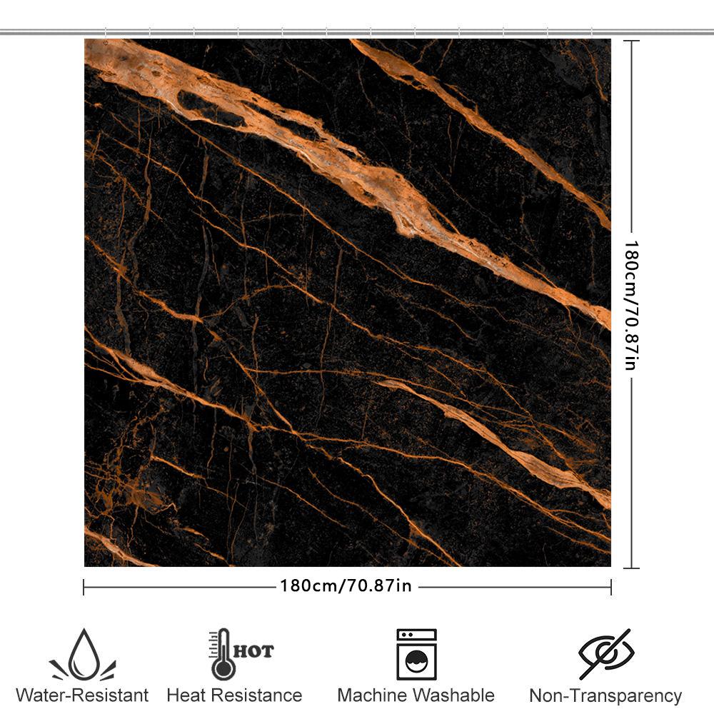 Luxurious Gold Marble Shower Curtain Modern Black Bath Decor Waterproof Fabric For Bathroom Large Size Customizable Printing