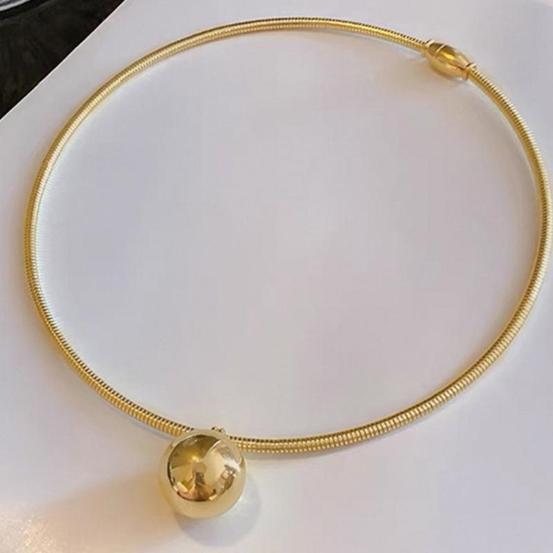 Stylish Heart/Sphere Shaped Pendant Neckchain Snake Bone Chain Clavicle Necklace Elegant Jewelry for Trendy Women Girls