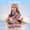 Gestrickte Mütze aus Wollmischung mit Touchscreen-Handschuhen und Schal für warme Winter-Outdoor-Aktivitäten