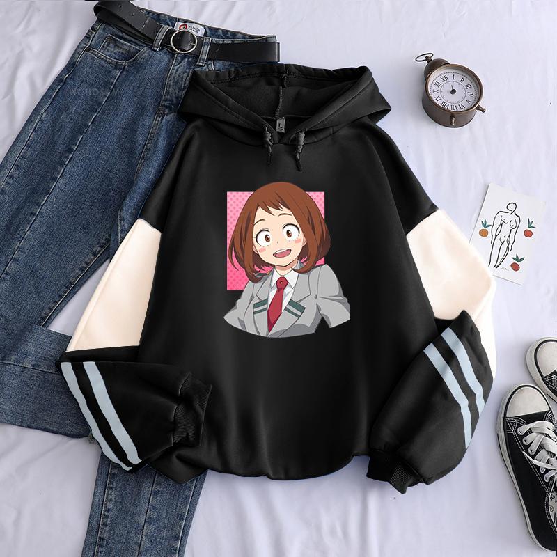 

Anime My Hero Academia Ochako Uraraka Kawaii Cartoon Shy Girl Printed Hoodies Harajuku Manga Streetwear Men Winter Sweatshirts 3XL