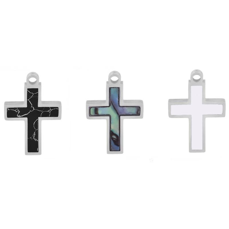 New Mixed Natural Shells Stainless Steel Cross Pendants For Jewelry Making Supplies Summer Charms In Bulk DIY Earrings Bracelets