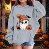 Kids Halloween Printed Hoodie, Loose Fit Casual Pullover for Boys Girls