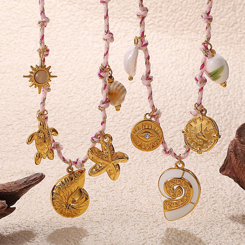 Japan and Korea Fashion Niche DIY Pendant Bracelet Personality Versatile Non-fading Gold-plated Pendant Necklace Jewelry Women