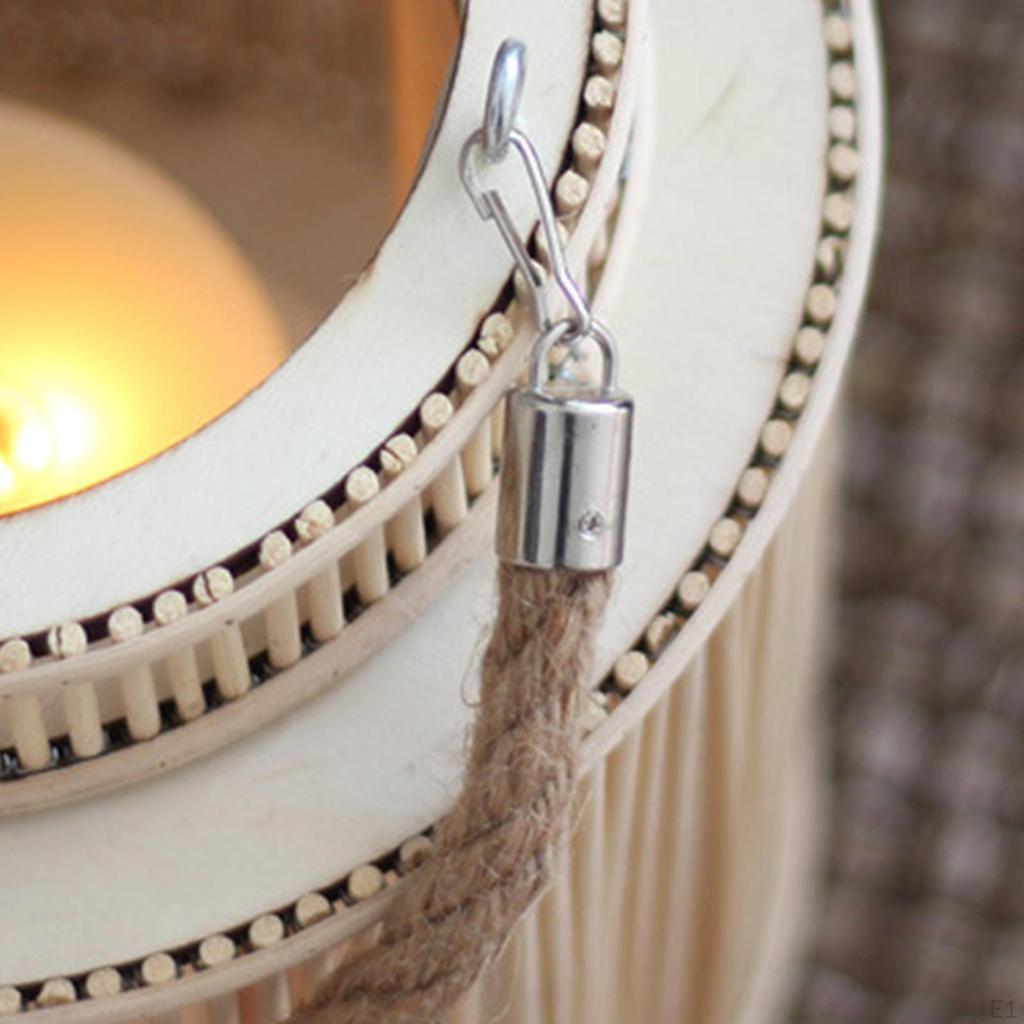 Pastoral Rattan Candle Lanterns Cage Holder Farmhouse Lantern Table Lamp for Indoor and