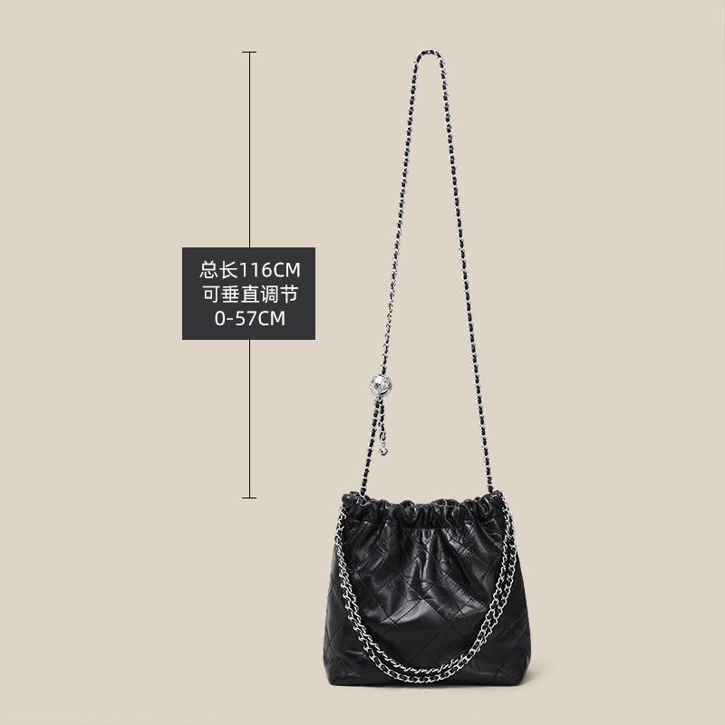 Ladies' New Leather Bucket Bag, Crossbody Bag, Large Capacity Chain Bag, Commuting Shoulder Bag
