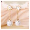 New Fashion High-end Design Full of Diamond Tassel Pearl Stud Earrings Exquisite Personality Light Luxury Versatile Temperament Earrings Women