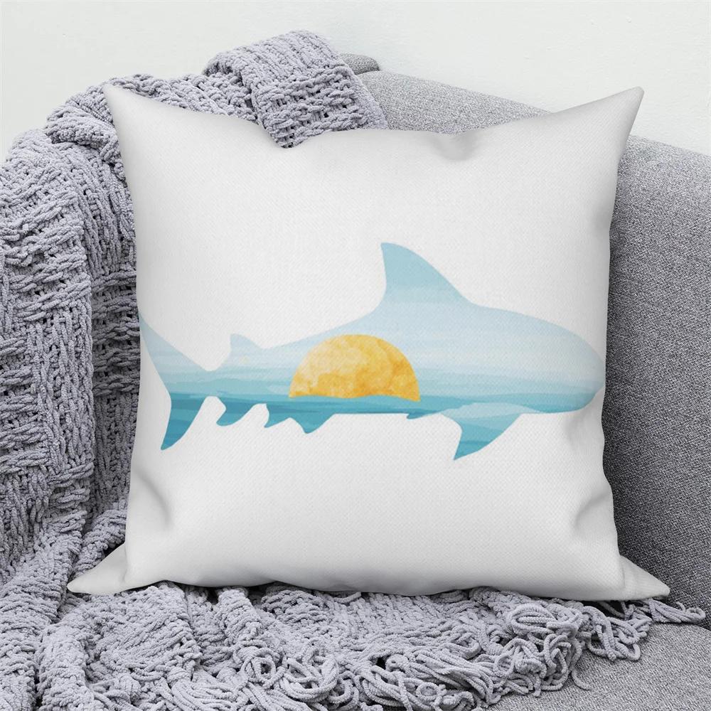 Farmhouse Home Sofa Car Decor Throw Pillow Cover Decorative Sea Animal Cushion  Turtle Coral