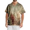 Men's Printing Short Sleeve V-neck Working Blouse Chest Pocket Carer Top