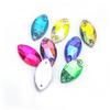 5Pcs Weichen Flat Bottom Colorful Ab Color Hand-Sewn Horse Eye Drill Glass Flat Button Hand-Sewn Diamond Dress Wedding Dress Accessories