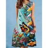 New Summer Beach Floral Print Dress For Women Casual Sexy Sleeveless V-neck Loose Mini Dress Elegant Short Dress Vestido