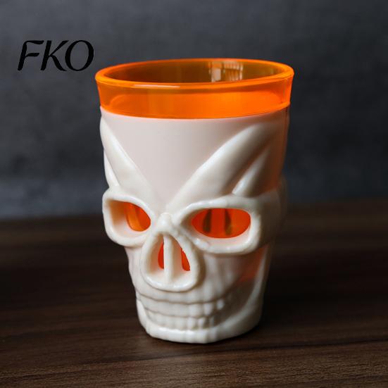 Spooky Bar Atmosphere Decoration Halloween Glowing Skull Goblet, LED Light Up Candle Holder for Unique Table Centerpiece Party, Decor Table,