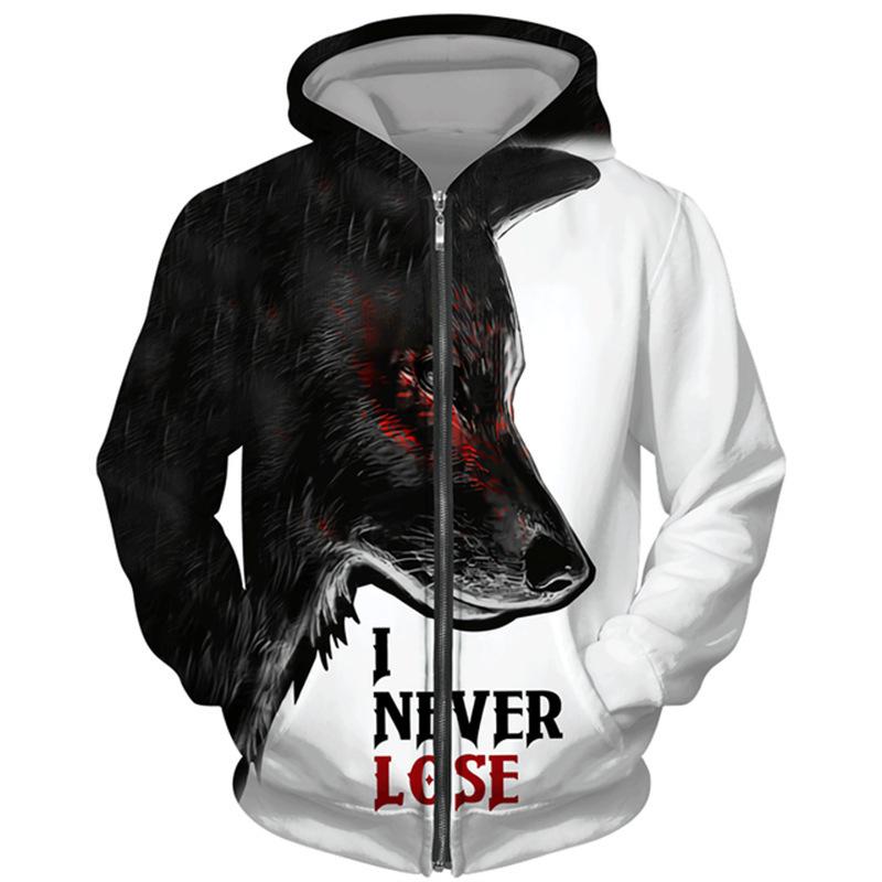 Spring Autumn 3D Wolf Series Printed Zipper Hoodie Men Women Couples Hoodie Hoodie Jacket Casual Fashion Jacket