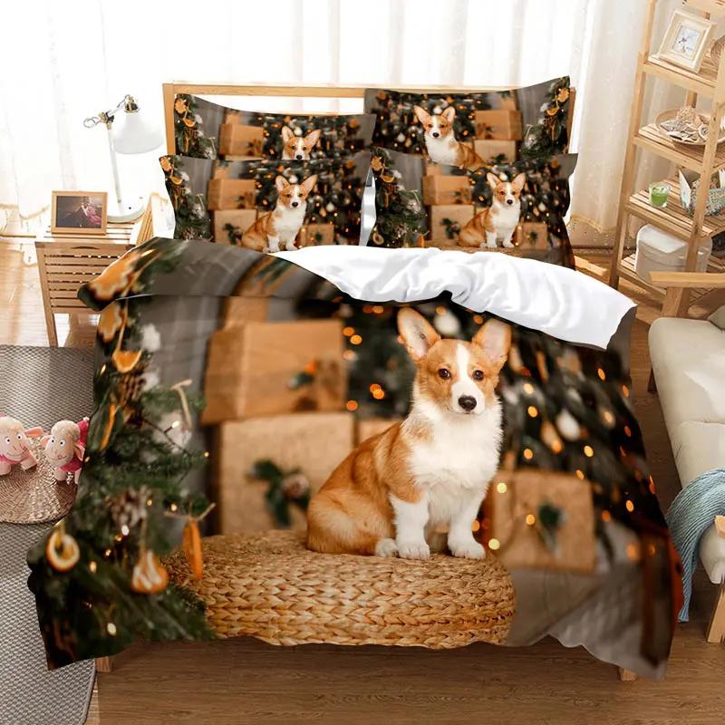 Christmas Bedding Set Duvet Cover Polyester Comforter Cover Pillow Case 3D Queen King Double Full Twin Single 3PCS 2PCS Bedroom