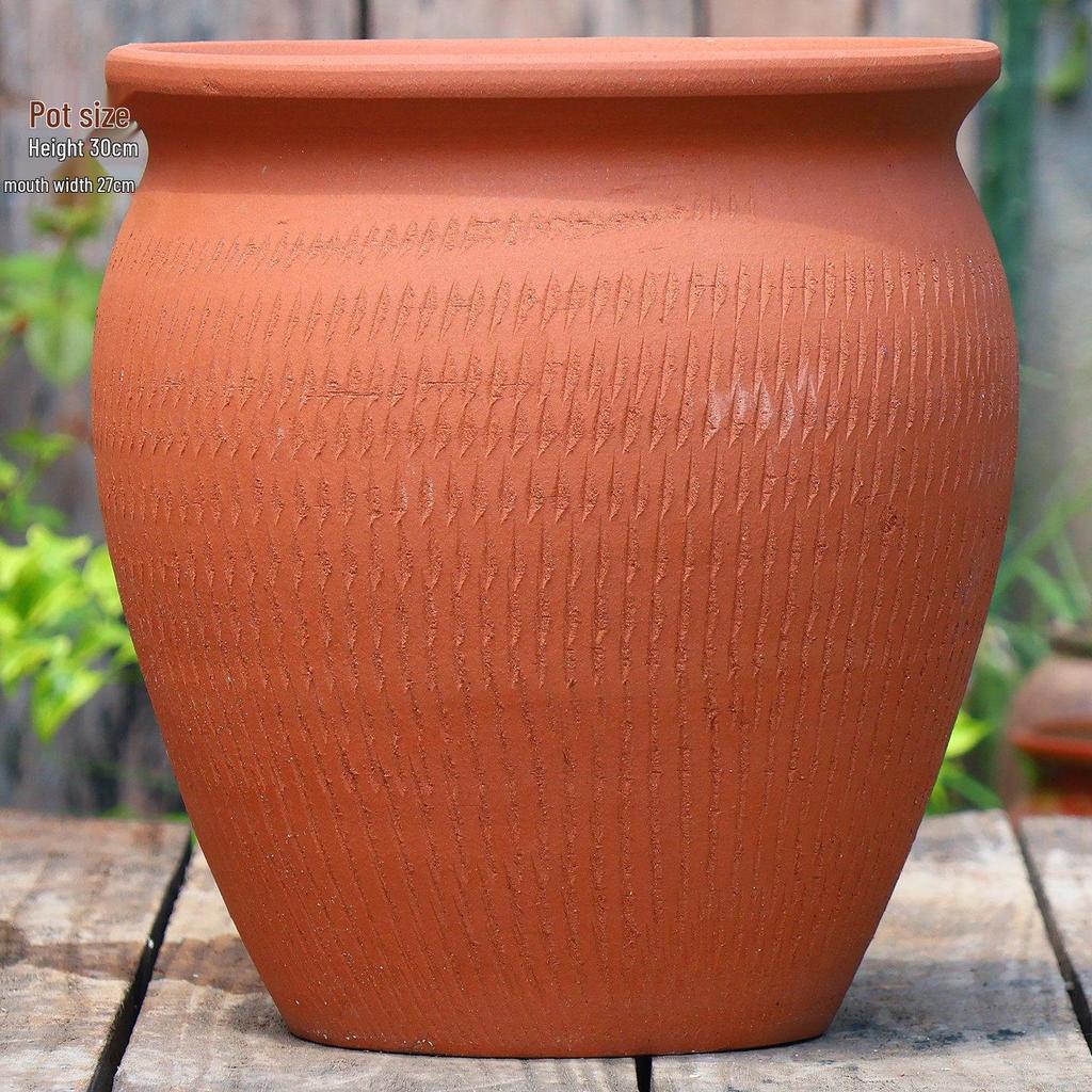 Retro Handmade Large Ceramic Flower Pot for Succulents and Green Plants, Ideal for Home and Landscaping Use