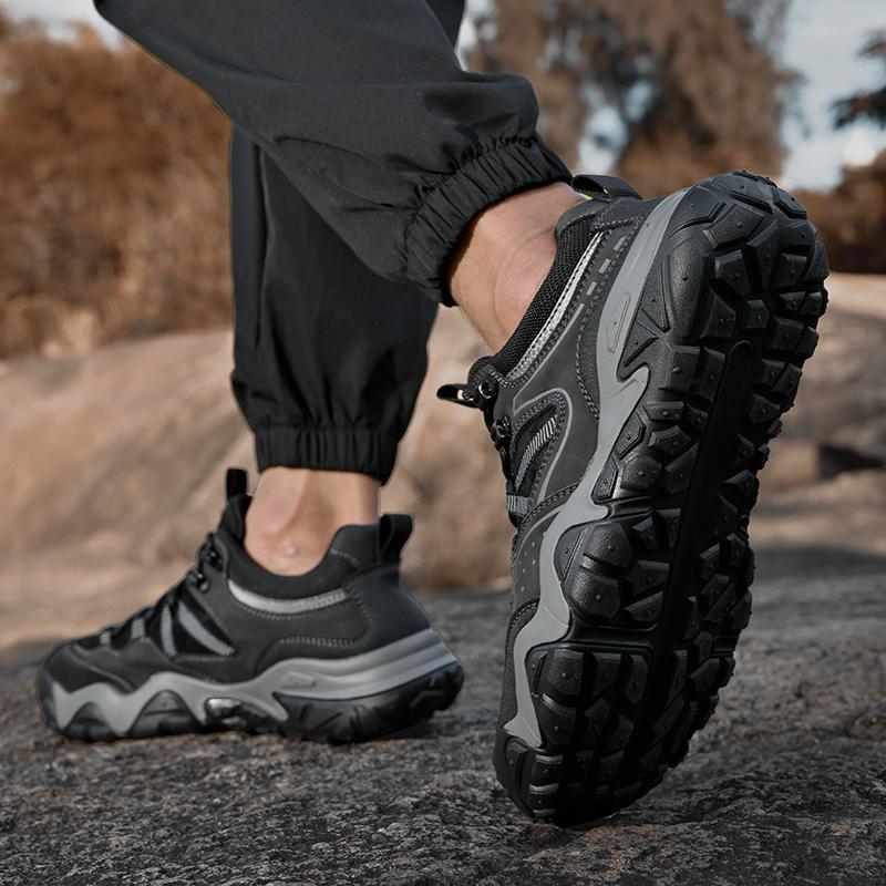 Fashion New Trend Outdoor Men Cowhide Hiking Shoes Lace-Up Genuine Leather Sneakers Fashion Non-slip Walk Footwear Male Treking Footwear