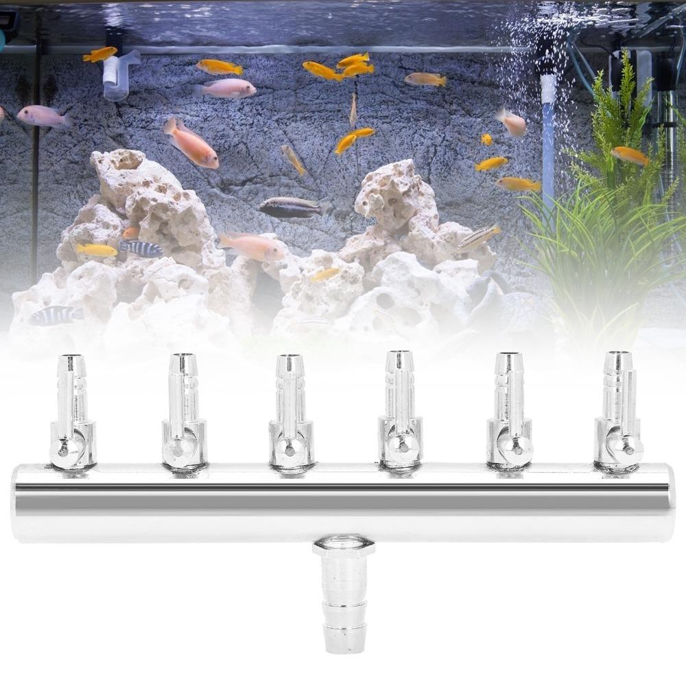 6-Way Air Flow Valve Stainless Steel Air Distributor Practical Air Flow Splitter  Fish Tank