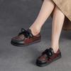 Johnature Retro Genuine Leather Mixed Colors Versatile Comfortable Casual Women's Flat Shoes