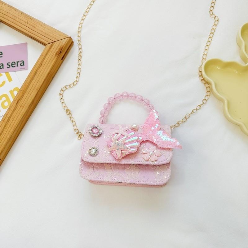 Adorable Mermaid Pearl Handbag 2024 Summer Lightweight Pu Bag For Kids Daily Use
