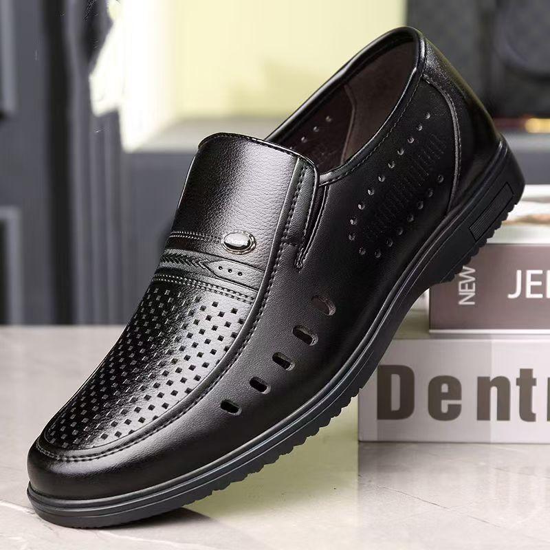 Men's leather shoes autumn new soft-soled soft-faced outdoor comfortable casual shoes medium and old non-slip dad shoes men
