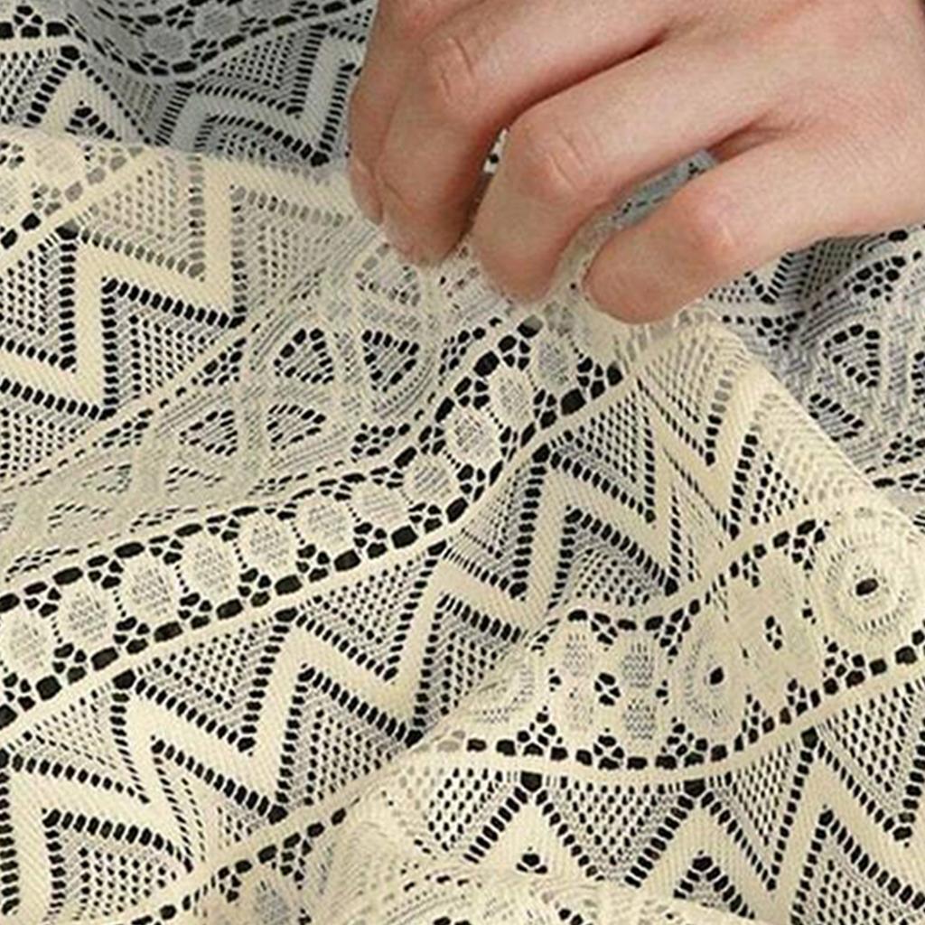 1pc Lace Fabric Tassel Edge Picnic Mat with Wave and Triangle Pattern,Picnic Blanket Suitable for Camping and Family Gatherings