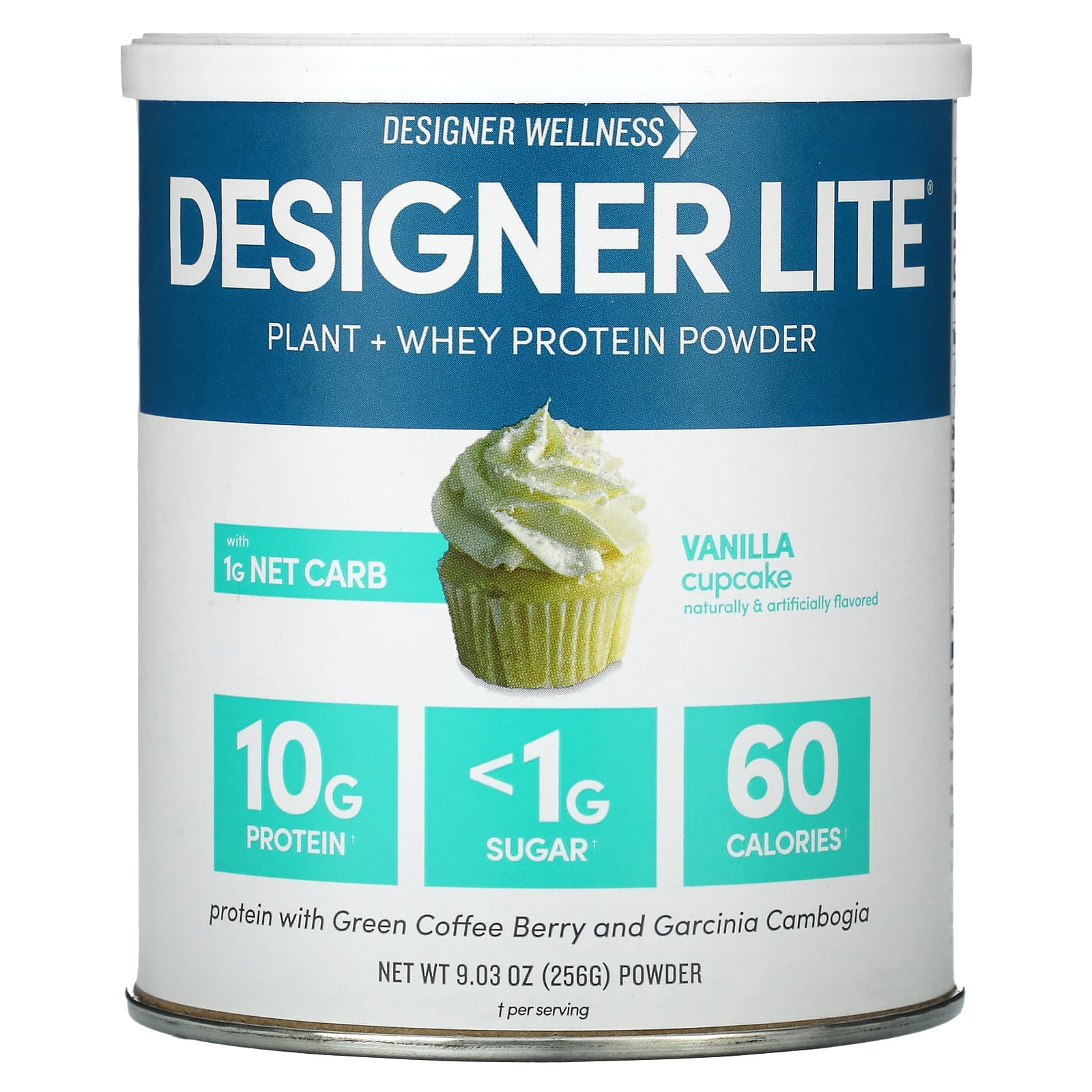 

Designer Wellness, Designer Lite, Plant-Based + Whey Protein Powder, Vanilla Cupcake, 9.03 oz (256 g)