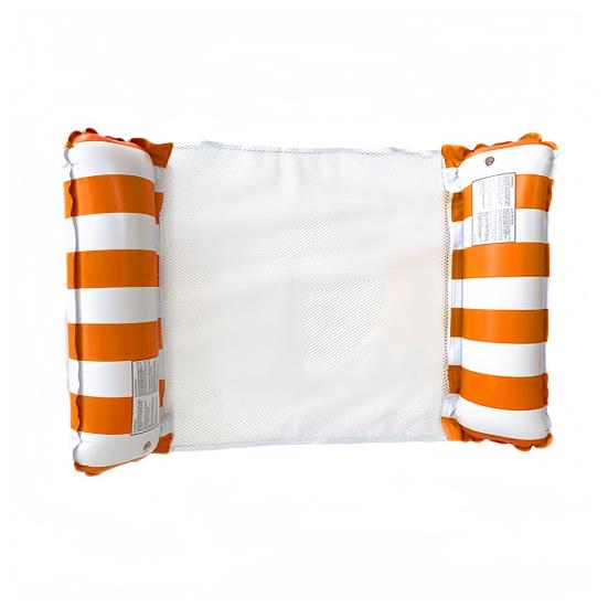Foldable Inflatable Pool Float with Striped Headrest Summer Adults Size Water Hammock 2 Tubes Floating Lounge Chair for Swimming Pool Beach Lake