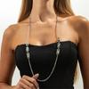 Occasion Ready Black Acrylic Rhinestones Pendant Clavicle Chain Long Chain Necklace for Various Event Gift Giving