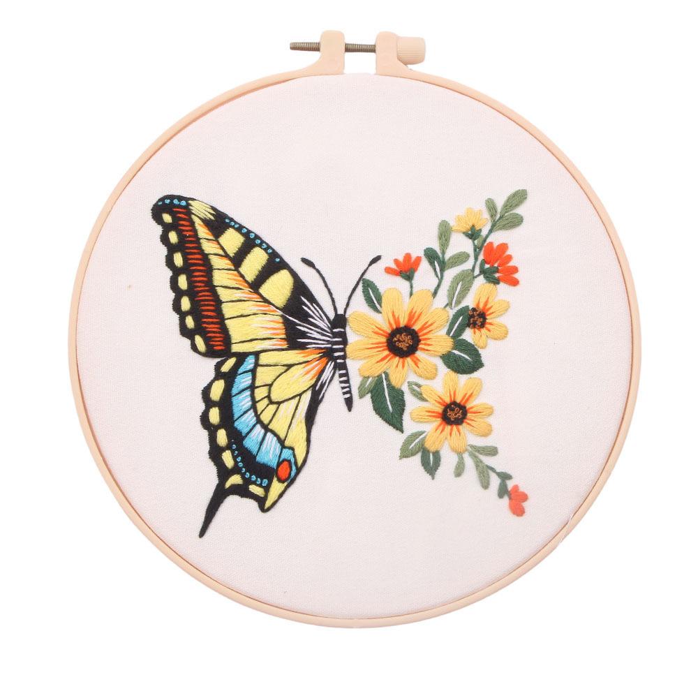 Embroidery Diy Material Pack Kit Bright Butterfly Handmade Embroidery Material Pack