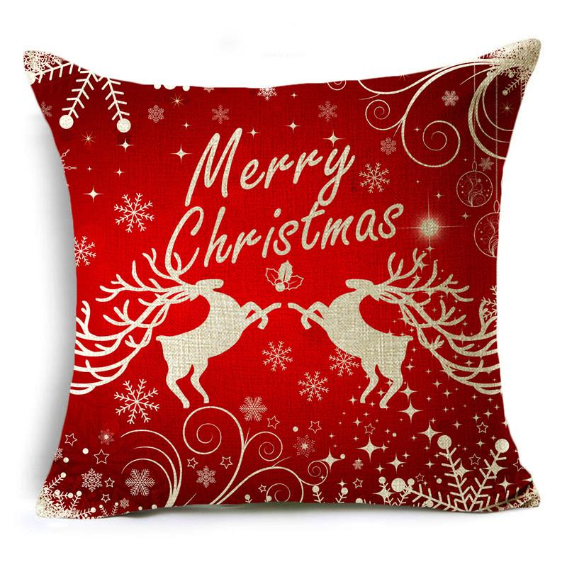 Home Decor Nordic Christmas Red Printed Polyester Pillowcase For Living Room Bedroom Decor Funda De Almohada