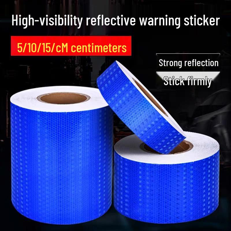 Флуоресцентная светоотражающая защитная лента: Широкая 5-15 см, Предупредительная полоса против столкновений 15CM x 1m синий