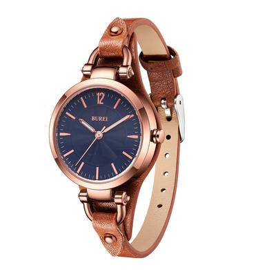 BUREI Analoge Quarzuhr mit Wasserdichtem Leder Schlank und Leicht Perfekt für und Ein Tolles Geschenk für und Damenarmband, Zifferblatt, Niedlich, Schlicht,