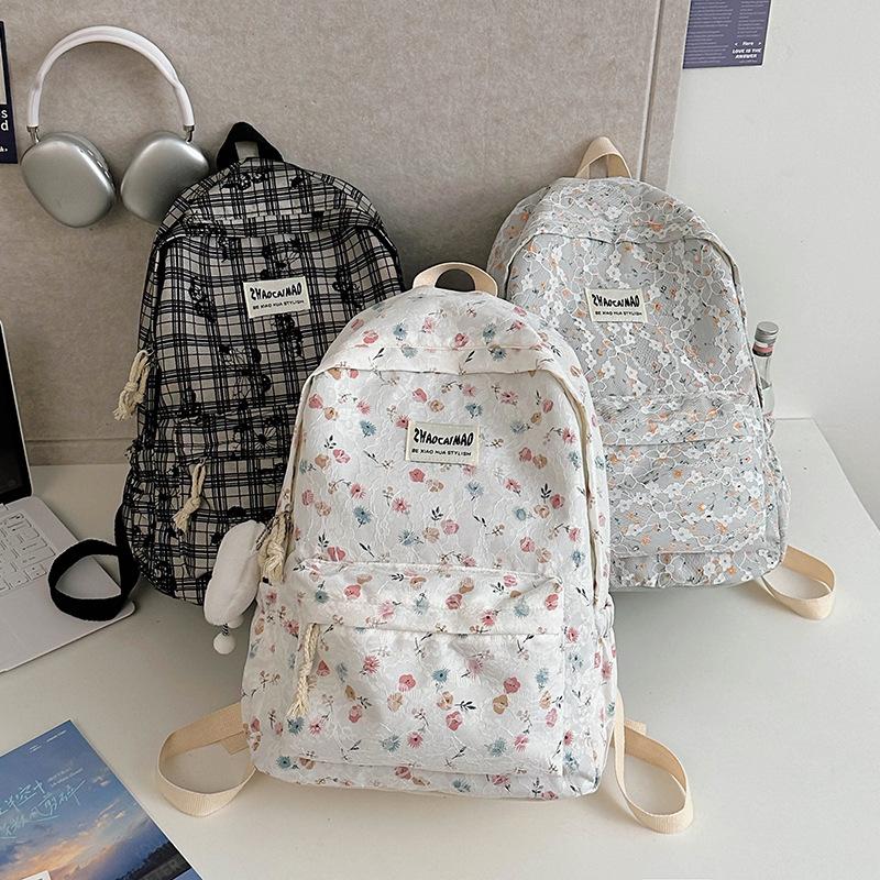 High-value schoolbag female college student small fresh floral backpack fashionable lightweight large-capacity high school travel backpack