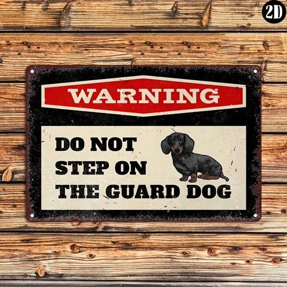 Metal Sign Wall Art Vintage Warning Dog Poster Garage Decor