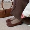 Fashion SUOJIALU 2024 Autumn Women Flat Shoes Fashion Split Toe Slip On Ladies Elegant Baot Shoes Soft Low Heel Outdoor Dress Single Sho