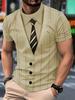 Men's 3D Fake Suit Print T Shirt With Pinstripe Blazer, Shirt And Tie Design Casual Funny Men Women Business T-shirt Clothing