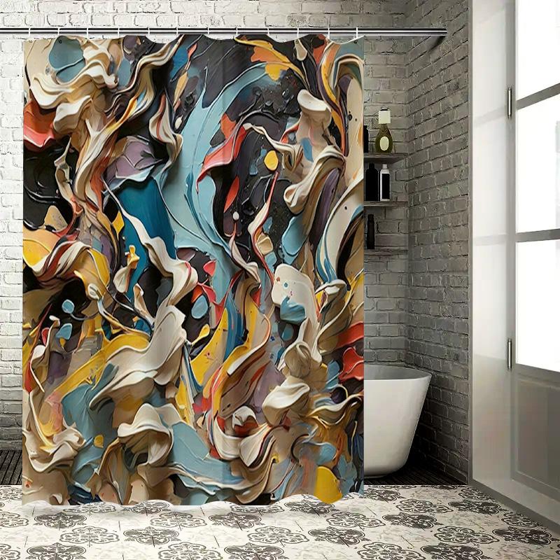 

Abstract Wall Art Shower Curtain Modern Decorative Bathroom Curtains For Home Decoration In Multiple Colors W60H190(CM)-1 Pcs