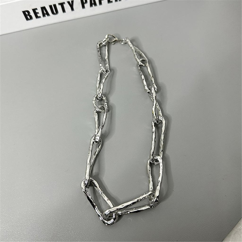 Tooxika Vintage High Feeling Thick Chain Textured Cuban Chain Necklace Heavy Streetwear Collarbone Chain