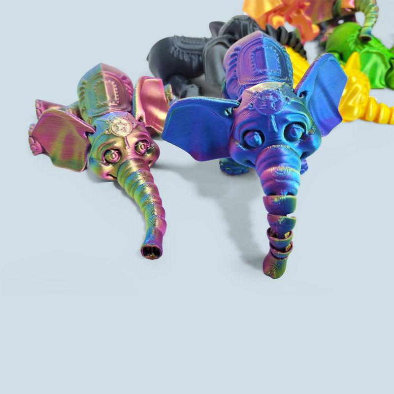 Creative Joints Movable Model Cute 3D Printing Elephant Figure Toys Home Decoration Ornaments Children Birthday Gift