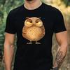 T-Shirt Men Funny Owl Motif Cotton Size XS To 5XL