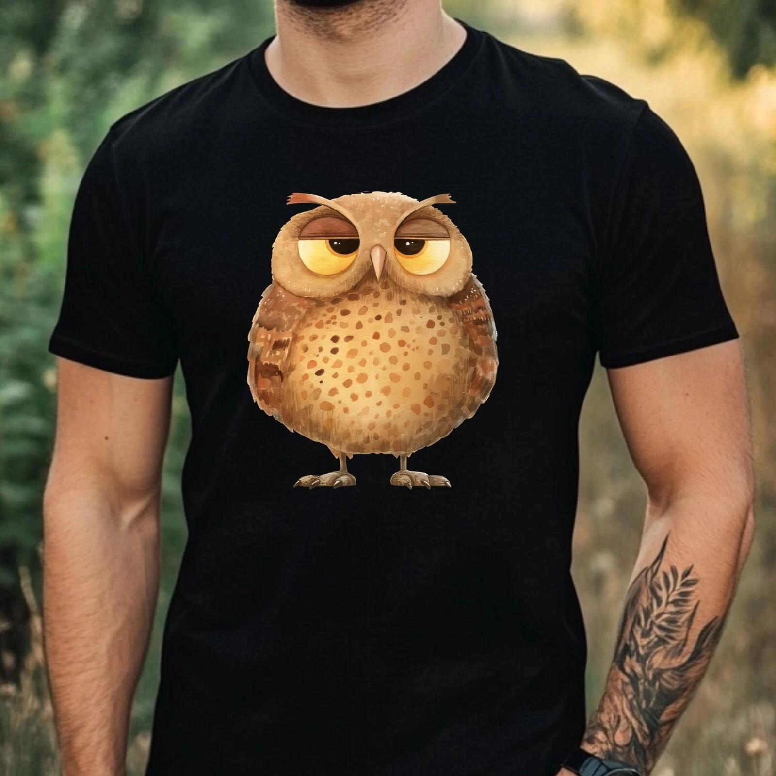 T-Shirt Herren Lustige Eule Motiv Baumwolle Größe XS bis 5XL L