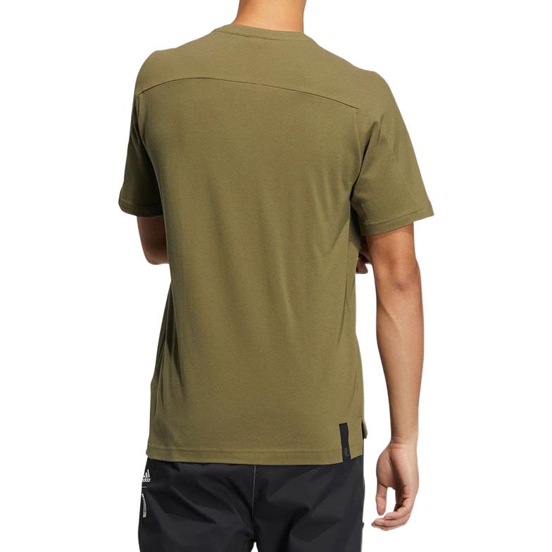 adidas Solid Color Sports Training Casual Short Sleeve T-Shirt Men Tops Olive-Green HE5173