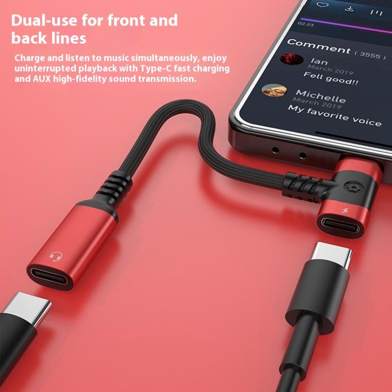 1Pcs Weave 12Cm Pd Cable Jack Universal Portable 2 In 1 Usb C Headphone Adapter 10W Dongle Type C Charging Cable
