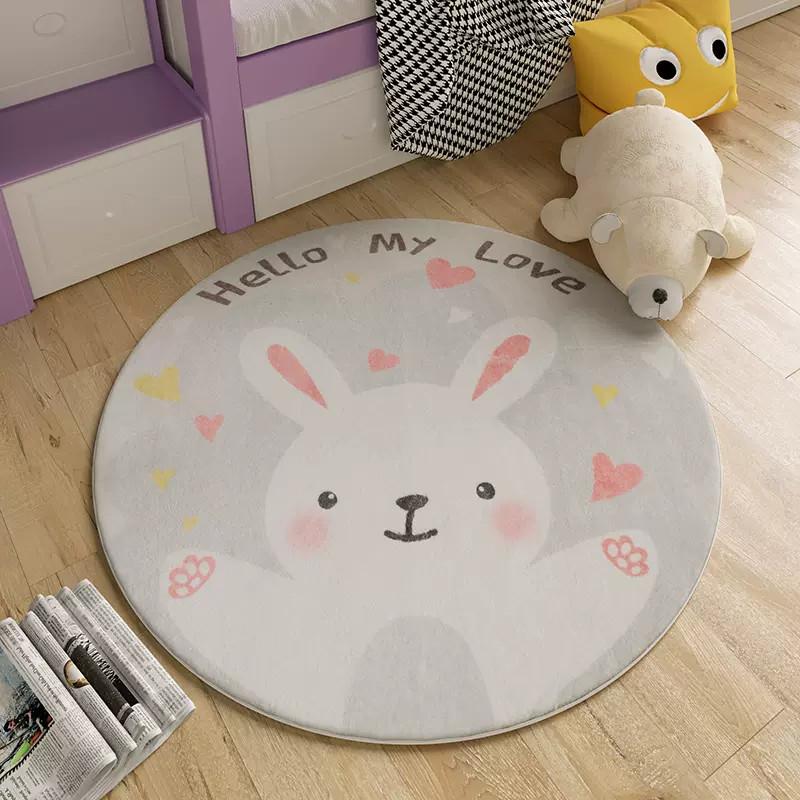 Round Cartoon Plush Carpets Cute Children's Room Decoration Rug Large Area Living Room Rugs Bedroom Bedside Carpet Washable Mats
